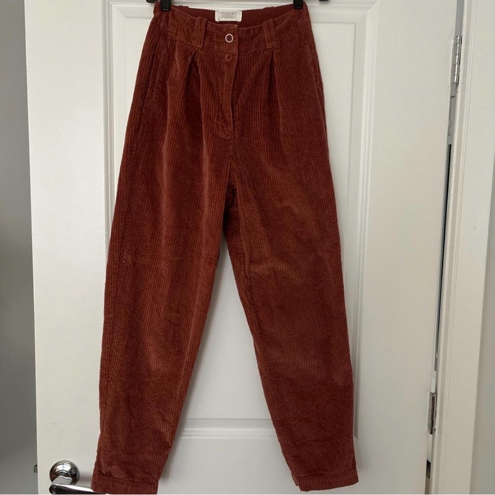 Toast Brown Corduroy High-Waist Trousers